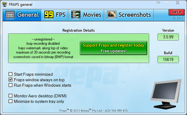 Fraps(游戏录像软件) V3.5.99.15623