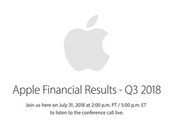 苹果：7月31日发布公司2018 Q3财报